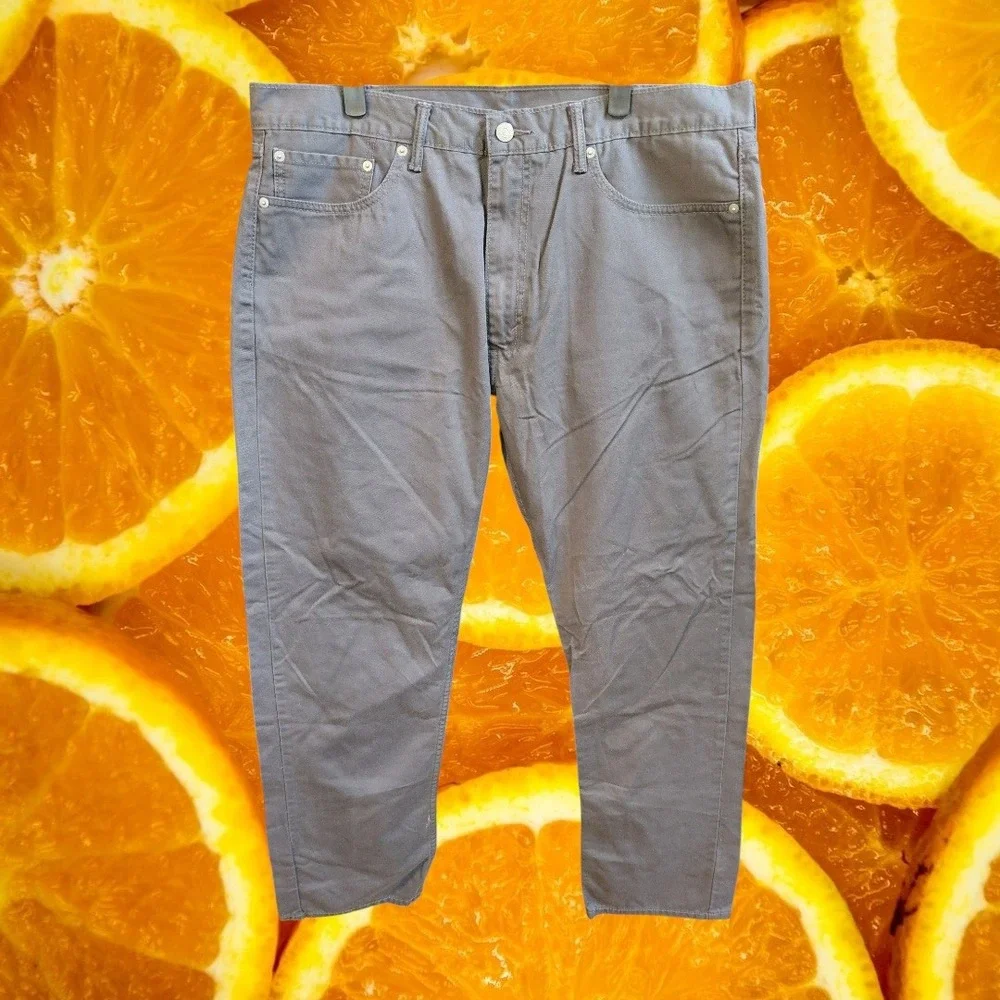 Levis 505 Regular Fit Grey Straight Leg Twill Pants Mens 38x32 00505-0012
